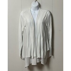 Simply Vera Vera Wang Women's White Open Front Layered Cardigan Rayon Knit Sz XL